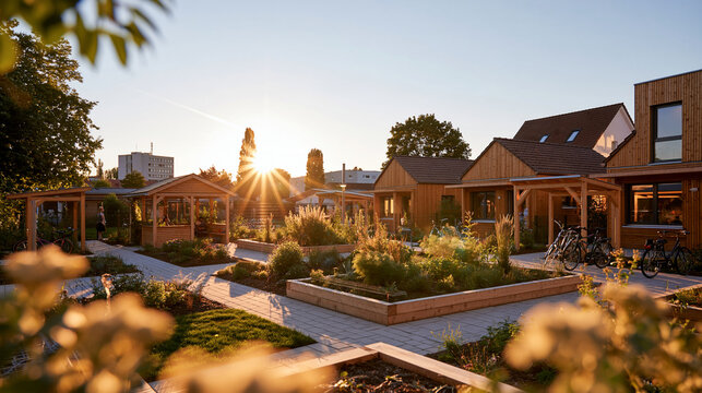 Compact homes opening onto a shared courtyard