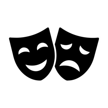 Theater masks comedy tragedy silhouette illustration
