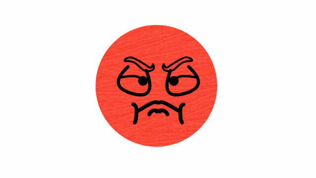 Pouting Red Emoji Vector Illustration with Sulking Facial Expression and Cute Angry Mood