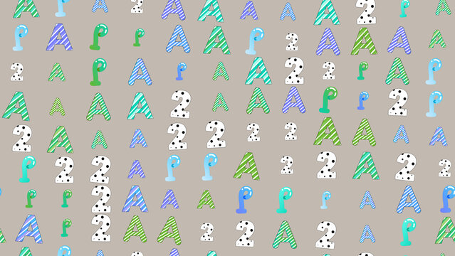 Repeating pattern of letters A and p and number 2