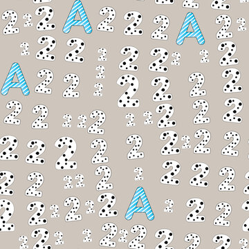 Seamless pattern of letter A and number 2