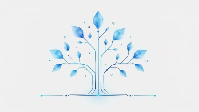 Digital technology tree growing from loading bar animation on white background