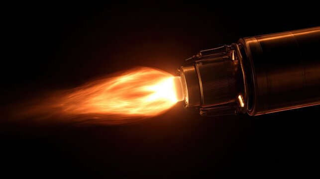 A nuclear thermal propulsion spacecraft features an NTP engine. Plasma exhaust is visible, indicating operation aimed at deep space travel.