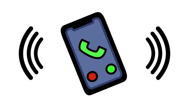 4K animated vector icon. mobile phone accepting call and rigging.