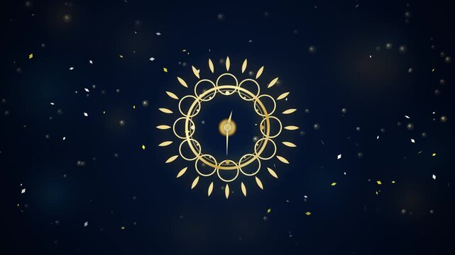 Golden mandala bloom in starry night sky with subtle light flares cinematic motion