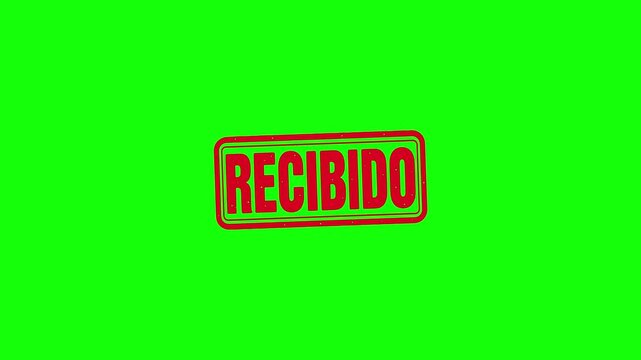 Sello rojo RECIBIDO estampado con sello de madera sobre pantalla verde