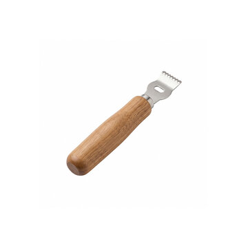 Lemon zester with wooden handle on white background