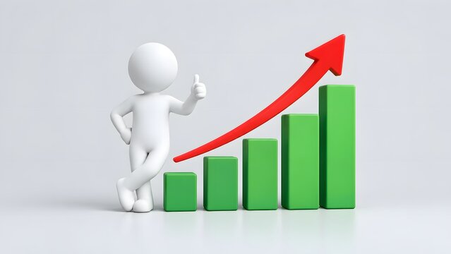 Successful Business Growth with Rising Bar Chart