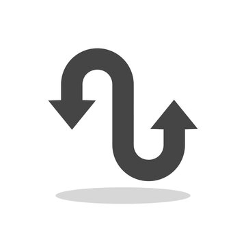 Double reverse arrow icon with shadow