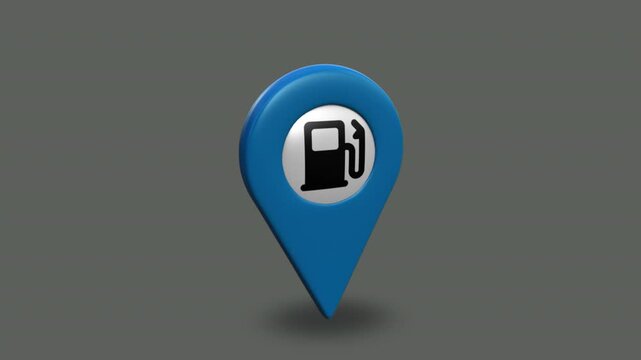 Animated Blue Location Pin with Gas Station Map