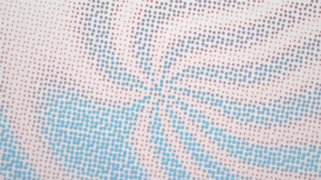 Abstract halftone dot pattern background, vintage pop art printed texture animation, blue retro halftone swirl video overlay