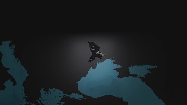 Moldova 3D Digital Map Animation - Reveal of Roads, Cities & Boundaries, 4K Orbiting View Reveal