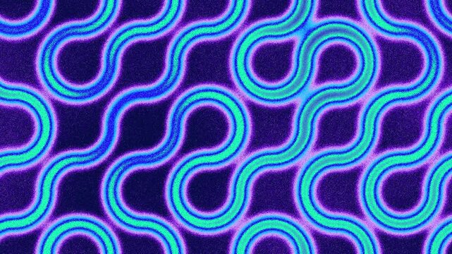 Psychedelic retro neon wave pattern, glowing seamless curved lines texture, abstract groovy 70s looping motion background