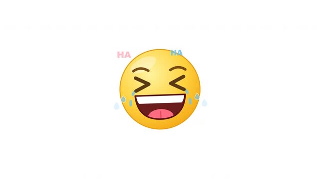 Yellow laughing emojis with tears of joy on white background