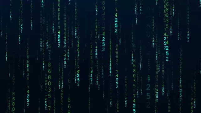 Digital Binary Numbers Falling on a Dark Technology Background