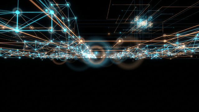 漆黒の暗視野に広がる量子ニューラルネットワークの格子構造を捉えた画像