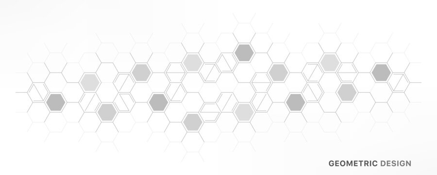 Graphic design element with abstract geometric background of simple hexagon pattern