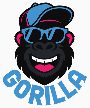 Gorilla wearing sunglasses and a cap displayed as a bold graphic illustration.
