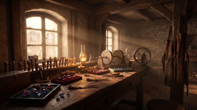 Traditional Artisan Gem Cutting Workbench