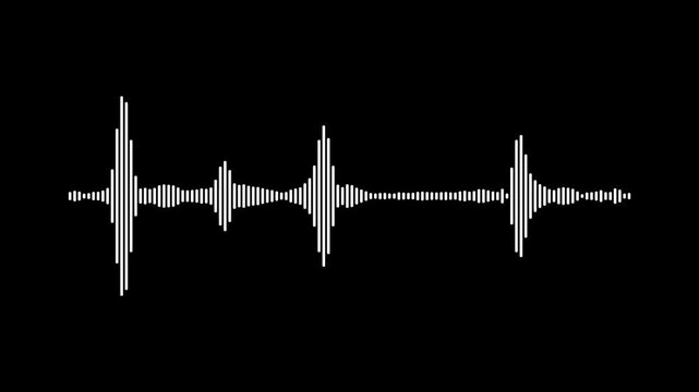 Audio spectrum visualizer sound wave equalizer rhythmic bars moving on black background for music video overlay