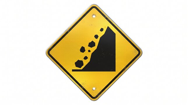 yellow road sign,land sliding warning ⚠️