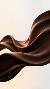 Vertical composition of abstract 3D background featuring dark chocolate fabric wave with grain particle texture, ideal for premium modern mobile screen graphic designs.