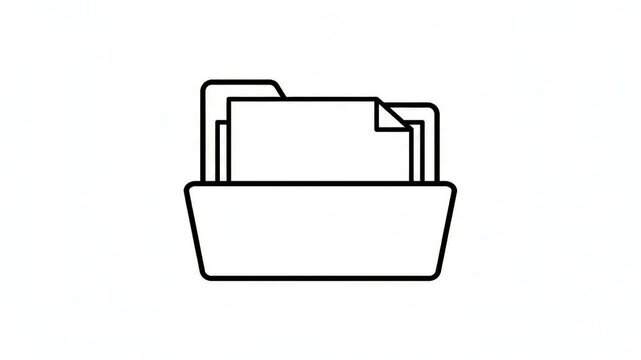 Minimalist Opening File Folder with Blank Document Icon