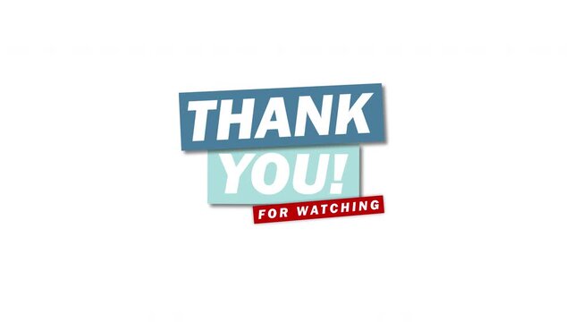 thank you for watching text with 3 box flat color animation for end screen video, aesthetic end screen, simple thanks for watching animation on transparent background, 4k video