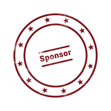Red vintage sponsor stamp with border and text placeholder