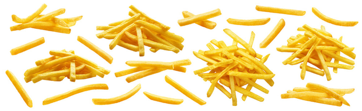 French Fries, Potato Fry isolated on white background, clipping path, full depth of field