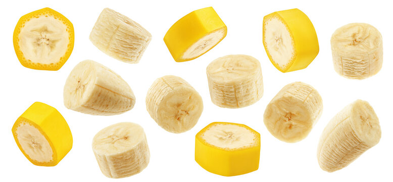 Banana slice, isolated on white background, clipping path, full depth of field