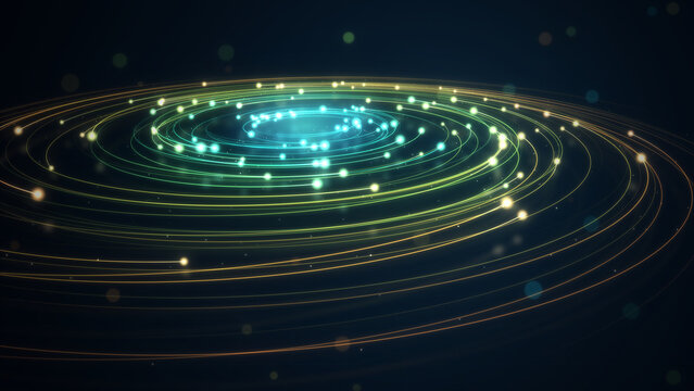 Abstract light trails spiral vortex for speed, energy flow and data motion concept in futuristic technology presentations, innovation themes and digital design backgrounds