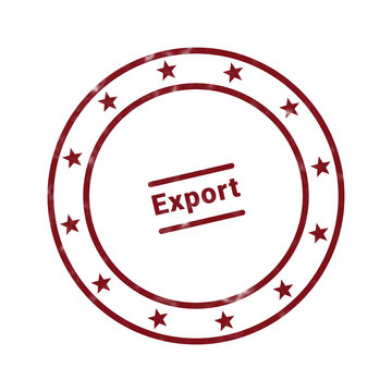 Red circular export button with dashed border and red circle icon