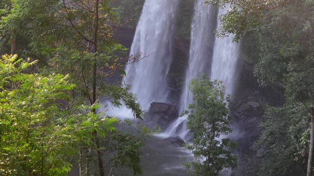 Powerful Multi Stream Waterfall in Lush Rainforest