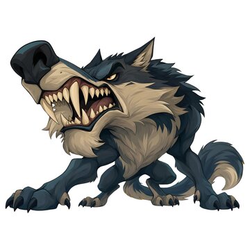 Isolated Halloween werewolf monster illustration set on clean white background