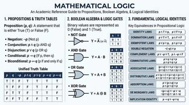 Mathematical logic educational guide showing propositions truth