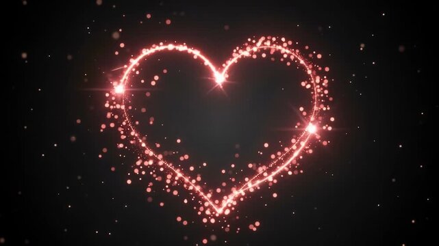 Glowing heart shape glitter sparkle red particle element background creates romantic passion love feeling for celebration banner design standard space project visual layout decorative frame wedding