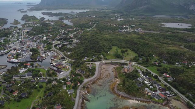 Aerial Perspective of Kabelvag the Lofoten Islands, Norway