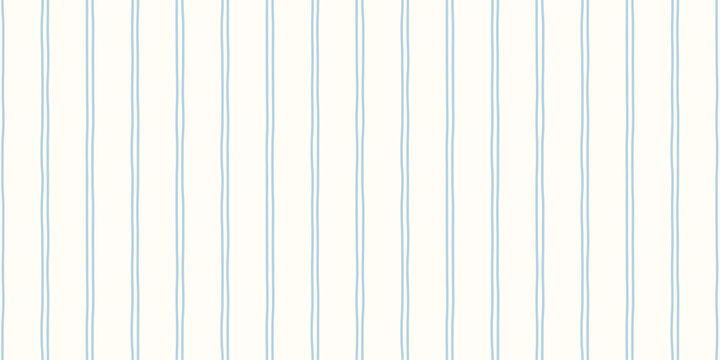 Pastel blue hand drawn double vertical stripe seamless pattern. Thin irregular lines background. Cute geometric pinstripe print for wrapping paper, textile and texture. Vector illustration