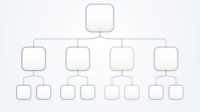 Animated Vertical Hierarchy Tree Diagram with Rounded Square Nodes