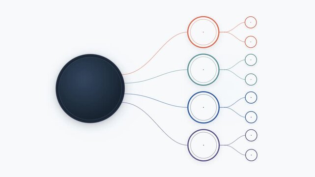 Animated Horizontal Tree Diagram with Circular Branching Nodes