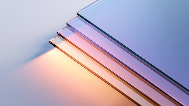 Stacked Colored Glass Sheets with Light Refraction