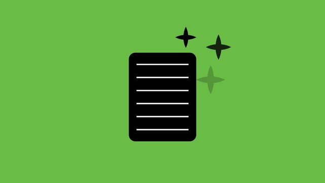 AI File and Document Generation Icon Animation with Sparkling Stars on Green Screen