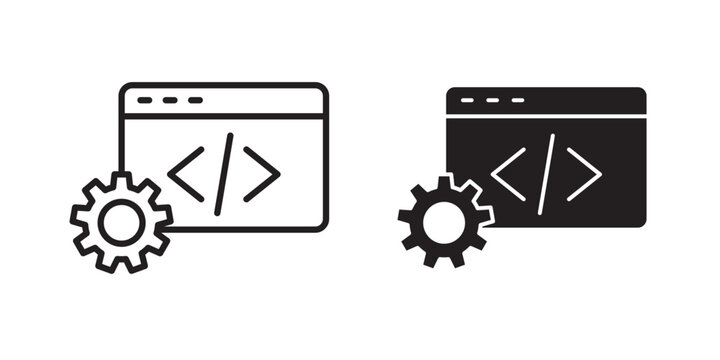 Web development icon flat outline in black