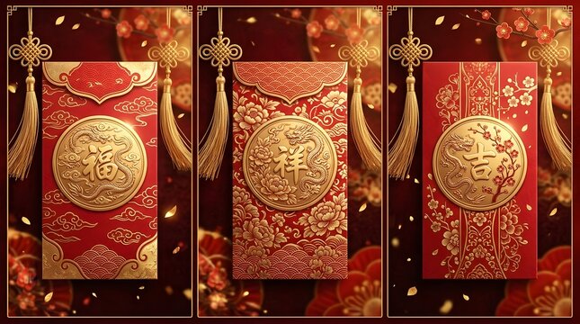 Celebrating the vibrant traditions of chinese new year with red envelopes and golden blessings