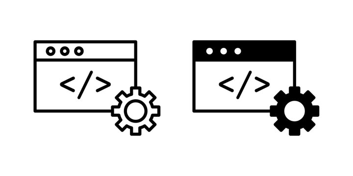 Web development icon flat outline in black