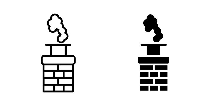 Chimney smoke icon flat outline in black