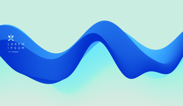 Blue abstract ocean seascape. Sea surface. Realistic landscape with waves. Nature background. Cover design template. 3d vector illustration for banner, flyer, poster or brochure.