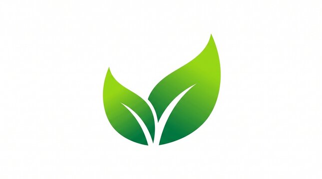 Minimalist Green Leaves Eco Logo Design Isolated on White Background