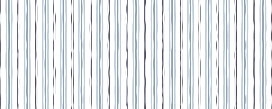 Watercolor seamless pattern with irregular pastel blue stripes. Hand drawn vertical line background. Playful repeat print for wrapping paper, textile, fabric and wallpaper. Vector illustration